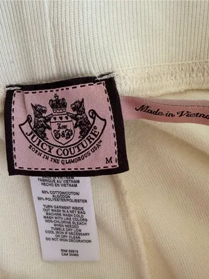 Juicy Couture Cream Velour Wide-Leg Lounge Pants with Gold Chain Trim Y2K Size M thumbnail 7