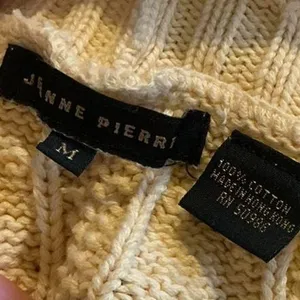 Butter Yellow Cable Knit Chunky‎ 100% Cotton Shawl Collar Sweater Medium thumbnail 3