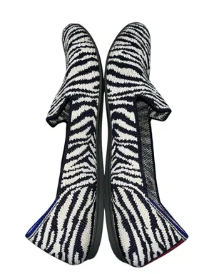 Rothy's The Almond Loafer Zebra Print Navy Blue & White Loafers Flats Shoes 8 thumbnail 6