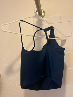 Abercrombie YPB Tank One-Shoulder SculptLux Top Strappy Back Navy Blue L thumbnail 2