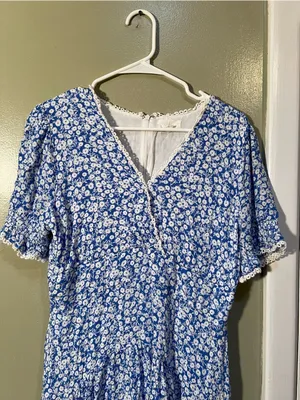 Lost + Wander Women's Size Large Villa by the Sea Floral Picot Trim Peasant Mini thumbnail 4