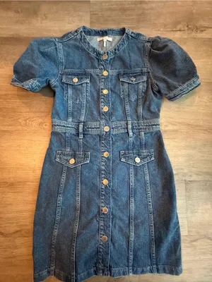 Maje Puff Sleeve Denim Button-Front Dress thumbnail 1