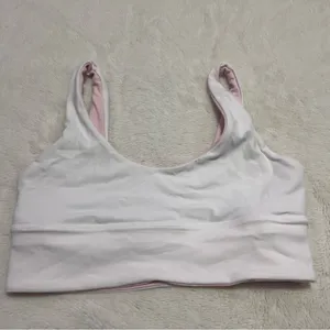 White and pink lululemon reversible align bra thumbnail 1