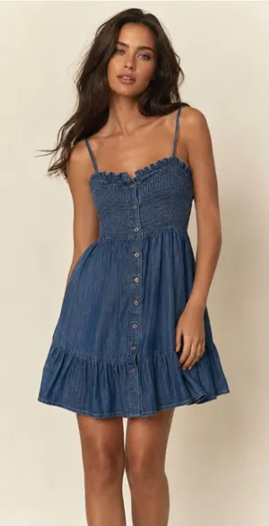 Universal Thread Chambray Mini Dress Denim Cottagecore Western Cowgirl Coquette‎ thumbnail 1
