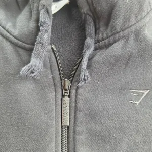 Gymshark Fleece Full Zip Hoodie Jacket Black‎ Cropped B8A7J-BB2J-S-EN1 Small thumbnail 8