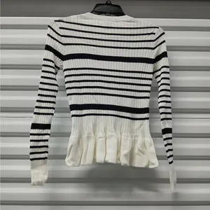French Connection Crew Neck Peplum Sweater Womens Small Long Sleeve Stretch Knit thumbnail 5