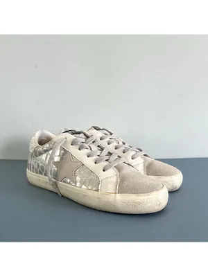 Vintage Havana Ingrid Low Top Sneakers Wild Croc Silver Metallic Fashion Size 8‎ thumbnail 2