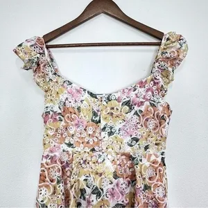En Saison Pastel Eyelet Midi Dress Ruffle Sleeve Light‎ Pastel Yellow NWT thumbnail 3