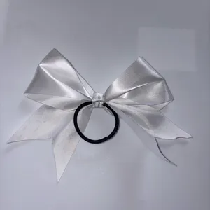 Homemade Sparkly White Cheer Bow with Rhinestone Detail thumbnail 3