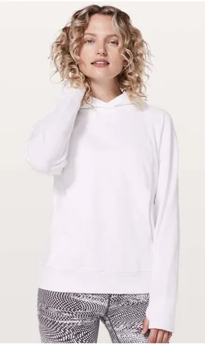 Lululemon Scuba White Pullover Hoodie Sweatshirt Size‎ 6 Raglan Sleeve thumbnail 1