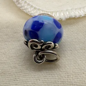 James Avery Retired Gentle Wave Blue Glass Finial Charm Sterling Silver Rare thumbnail 9