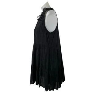 Aritzia Wilfred Black Sleeveless Ruffle Gauze Mini Swing A Line Dress Size S thumbnail 2