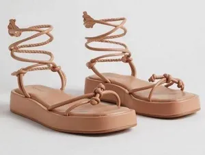 Torrid Tie Ankle Strappy Flatform Sandal Nude. Size 8.5 WW thumbnail 1