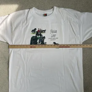 Fruit of the Loom Vintage 1998 T-Shirt 'Friesian Love' Horse White Unisex XL thumbnail 10