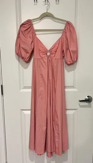 Abercrombie O Ring Midi Dress Pink Small thumbnail 2