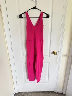 Free People Movement NEW Free Throw Onesie in Hot Pink thumbnail 2