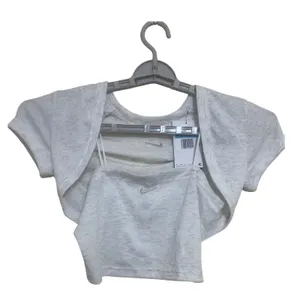Nike Cami and Shrug Set Womens Size M Grey New Ribbed Logo HJ1299-051 thumbnail 3