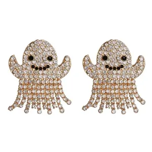 NEW Rhinestone‎ Ghost Stud Earrings Glam Halloween Spooky Spirit Embellished thumbnail 2