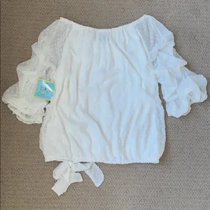 CeCe White Polka Dot Ruffle Blouse thumbnail 7