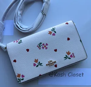 Coach Anna Foldover Clutch Crossbody With Heart Petal Print thumbnail 1