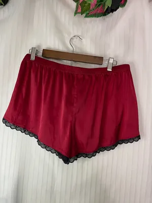 Ekouaer Women's Satin Pajama Sleep Shorts Red Black Lace Trim XL Lounge Sleepwea thumbnail 6