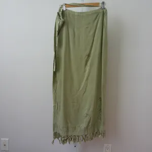 Raja Boho Beachy Relaxed Lagenlook Embroidered Fringe Wrap Maxi Skirt Plus G thumbnail 7