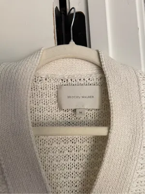 Brochu Walker Sia Ivory Chunky Knit Button-Front Cardigan Sweater thumbnail 3
