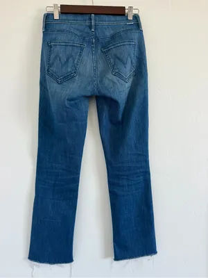 MOTHER The Mid Rise Dazzler Crop Fray Jeans Size 25 Squeeze It Raw Hem thumbnail 3