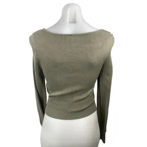 Abercrombie & Fitch Green Long Sleeve Rib Knit Scoop Full Zip Cardigan Sweater S thumbnail 4