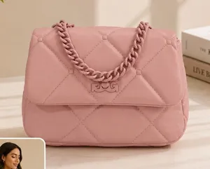 $159 Gilda Paris Small Quilted Shoulder Bag Blush Pink Chain Strap Logo cute thumbnail 1