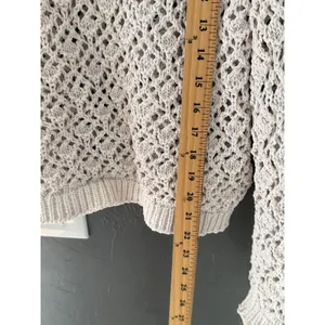 Artelier Nicole Miller Womens Cream Crochet Open Knit Sweater Small Beige Boho‎ thumbnail 6