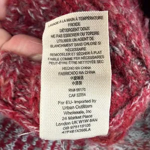 Free People Willow Poncho‎ Womens S Red Gray Knit Turtleneck Oversized Cozy Boho thumbnail 9