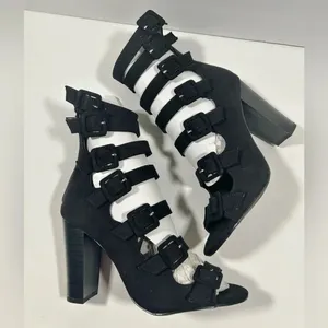 NIB!Olivia Jorgensen "Murray" 7 Buckles - Back Zipper - Pee a Boo Toe - Size 9 thumbnail 6