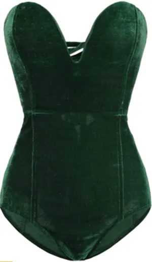 Emerald Green Velvet Bodysuit Size L thumbnail 4