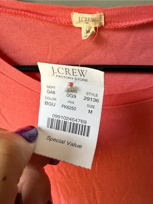 NWT J.Crew Factory Coral Pink Long Sleeve Tee Size Medium thumbnail 5