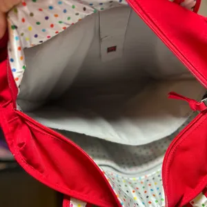 OGIO RED BAG WITH POLKA DOTS 14” X 14”. Preloved thumbnail 7