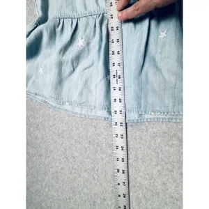 Velvet‎ Heart Peplum Tank Top Light Blue Chambray White Embroidered Stars Med thumbnail 8