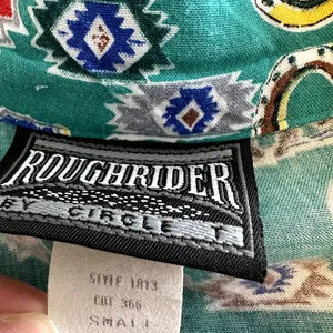 Vintage Roughrider by Circle T Button Down 90s Horse Riding Print AOP Green S thumbnail 4