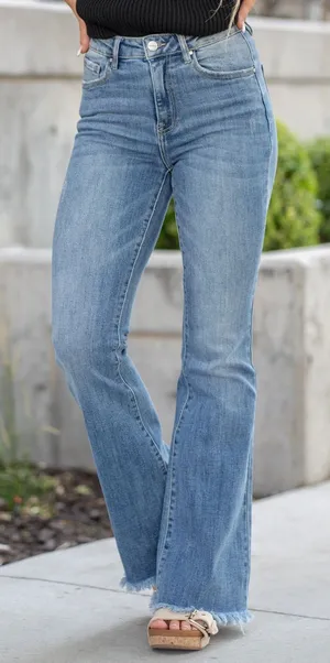 RISEN Urban Grace High Rise Frayed Hem Wide Leg jeans thumbnail 1