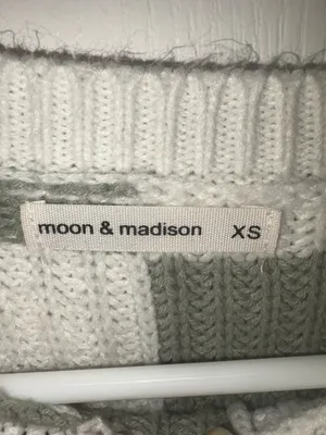 Moon & Madison Sage Checkered Cropped Sweater, featuring a soft knit and a relaxed crewneck design thumbnail 2