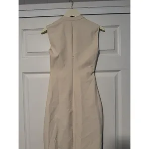 Zara Ecru Midi Dress Gold Buttons Sophisticated Minimalist Quiet Luxury Cream thumbnail 3