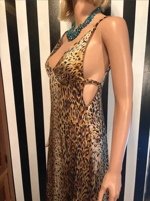 70s Vintage Leopard Print Slip Maxi Dress Sexy Nightgown Dress Size Small 2/4 thumbnail 5