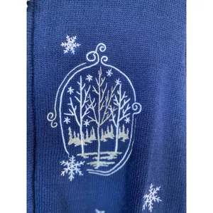 Southern Lady Snowflake Sweater Vest Christmas Navy Blue Embroidered Parisian M thumbnail 6