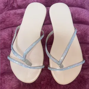 Silver rhinestone flip flop Tan Size 7 thumbnail 1