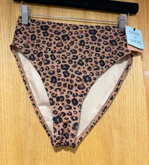 Shade & Shore High Waisted Leopard Print Swim Bottoms - Size Small thumbnail 1