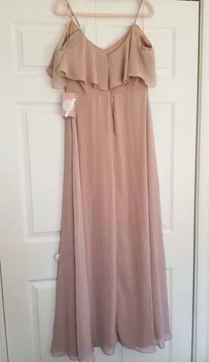 Birdy Grey Jane Convertible Chiffon Maxi Dress Gown in Taupe Size M thumbnail 5
