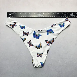 Zaful White Butterfly Thong Swim Beach Cheeky Flirty Boho‎ Bikini Bottom L Large thumbnail 3
