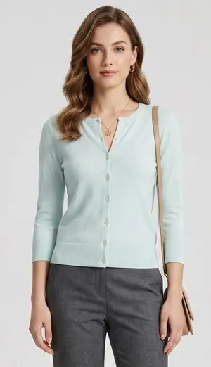 ANN TAYLOR | Light Teal Button Down Cardigan Sweater Sz XSP thumbnail 1