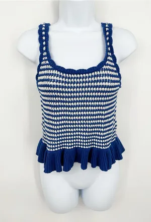 American Eagle Blue Crochet Tank Top Size Small Boho thumbnail 1