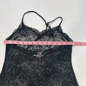 Victoria’s Secret Black Lace Slip Dress Medium Sheer Lingerie Adjustable Straps thumbnail 4